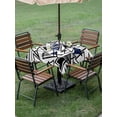 thumbnail image 4 of Outdoor Tablecloth with Umbrella Hole for Patio/Picnic/Party/Camping, Navy Blue Black Geometric Waterproof Table Cloth Square Cover Washable, Abstract Art Modern Line (60"x 60"), 4 of 8