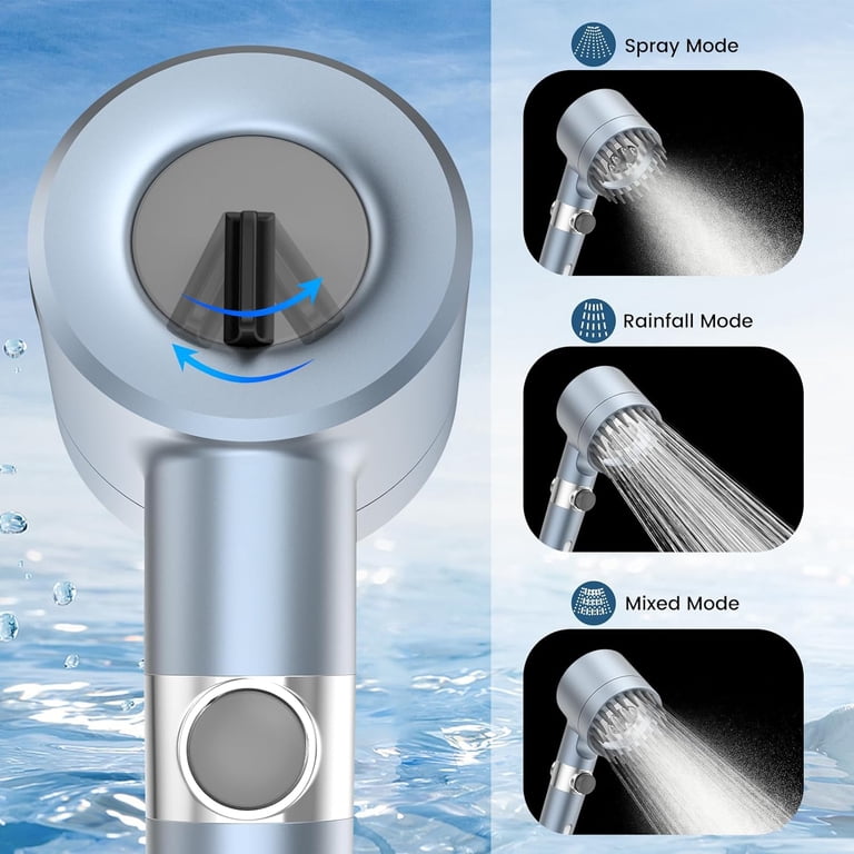 3 Spray Settings Filtered Handheld Shower Head - High Pressure For Hard ...