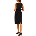 thumbnail image 3 of INSPIRE CHIC Sleeveless Sheath Dress for Women's Office Round Neck Belted Business Pencil Dresses XS Black, 3 of 6