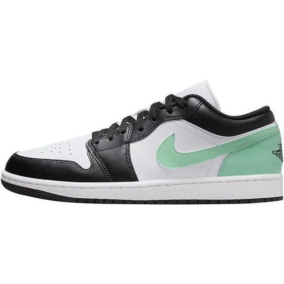 Men's Jordan 1 Low White/Black-Green Glow (553558 131) - 8.5