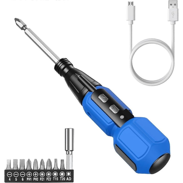 Precision screwdriver set, USB rechargeable cordless screwdriver with LED light, 9 screwdriver bits, automatic and manual modes, portable repair tools