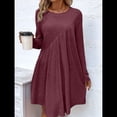 thumbnail image 4 of Vestido de Mujer de Larga, Cuello Redondo, Cintura Alta y Cintura Irregular. Vino Tinto L, 4 of 8