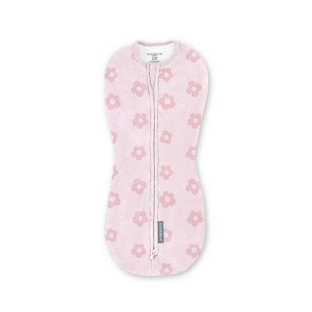 SwaddleMe by Ingenuity Compression Baby Swaddle Pod, Two-Way Zipper for Easy Diaper Changes, 0-2 Months, 1.0 TOG, 1-Pack - Flower Confetti
