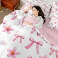 thumbnail image 4 of Castle Fairy Cartoon Bow Knot Twin Bedding Sets 7-Piece for Preppy Child,Groovy Flowers Bedding Comforter Set Microfiber,Pink White Breathable Sheet Sets,Super Cozy Room Decor,Reversible, 4 of 8