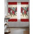 thumbnail image 3 of Red Christmas Curtains 72 Inch Length, Sheer Curtains for Bedroom Living Room Window Xmas Botanical Poinsettia Blue Balls Rod Pocket Voile Drapes Kitchen Curtains Small Half Window 52"x72" 2 Panels, 3 of 7