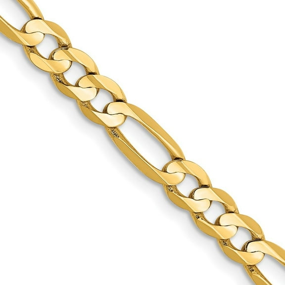 Auriga 14K Yellow Gold 4.5 mm Concave Open Figaro Chain Necklace for Women 18"