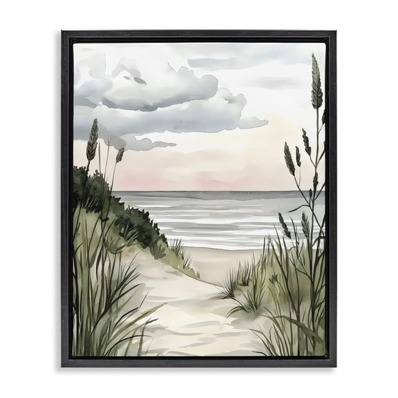 Stupell Industries Rustic Lodge Coastal Calm Seaside Dunes Black Floating Frame Canvas Art, 17 x 21, by Riley B