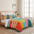 thumbnail image 5 of Queen Quilt Set 90''x96'', Surfboard Lightweight Bedspread Coverlet Set with 2 Pillow Shams, Summer Starfish Palm Leaf Wood Grain Blue Breathable All Season Quilt Bedding for Bedroom/Guest Room, 5 of 9
