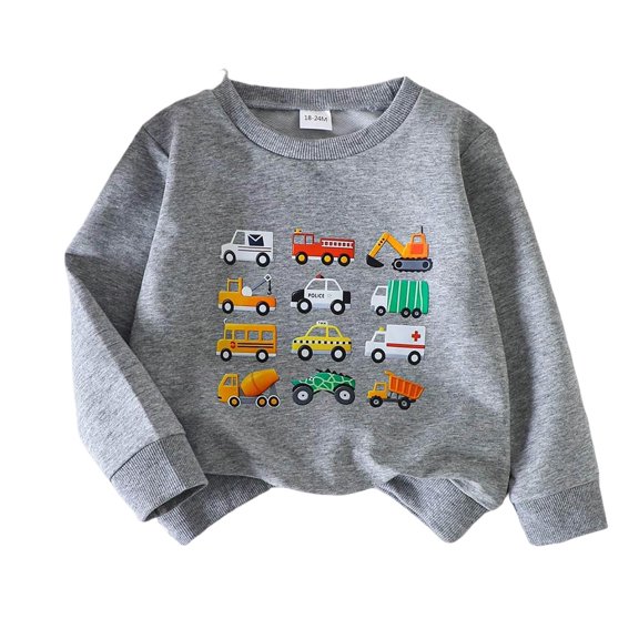 GCETTIC Toddler Boys Crewneck Sweatshirts Cotton Long Sleeve Shirt Tops Cotton Machine Washable Crewneck Fall Winter Spring Cute Fashion Clothing Grey,4-5 Years