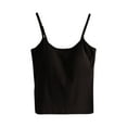 thumbnail image 2 of BRGZLK Women's Camisole Tops Fashion Solid Color With Chest Pad No Steel Rings Bottom Cotton Undershirts Spaghetti Strap Top Black M, 2 of 6