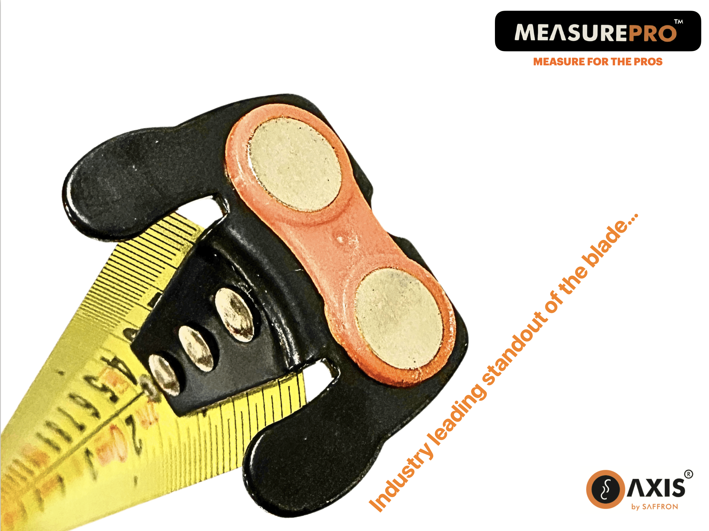 AXIS® MEASUREPRO™ 25mm Dual-Sided Tape Measure with Magnetic Hook, 2 Stop Autolocks, 8m/27ft