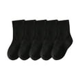 thumbnail image 2 of Spazoro Child Girls Socks, Seamless Toe for No Rub 100%Cotton 5 Pairs Solid Color Breathable Mid-tube Comfortable Fit Socks for kids Girls Black Size 9 T, 2 of 3