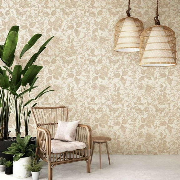 15.7" X 98.4" Floral Wallpaper Peel And Stick Wallpaper Vintage Flower Self-Adhesive Removable Decorative For Bedroom Wall Decor