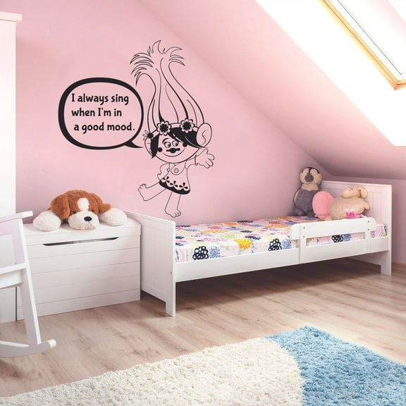 Poppy Troll Trolls Movie Cartoon Character Kids Wall Sticker Art Decal for Girls Boys Kids Room Bedroom Nursery Kindergarten House Fun Home Decor Stickers Wall Art Vinyl Decoration Size (30x27 inch