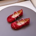 thumbnail image 2 of RTKFRFLM Girls Sequin Princess Shoes Soft Sole Formal Dress Shoes for Performance Red 6-7 Years, 2 of 3