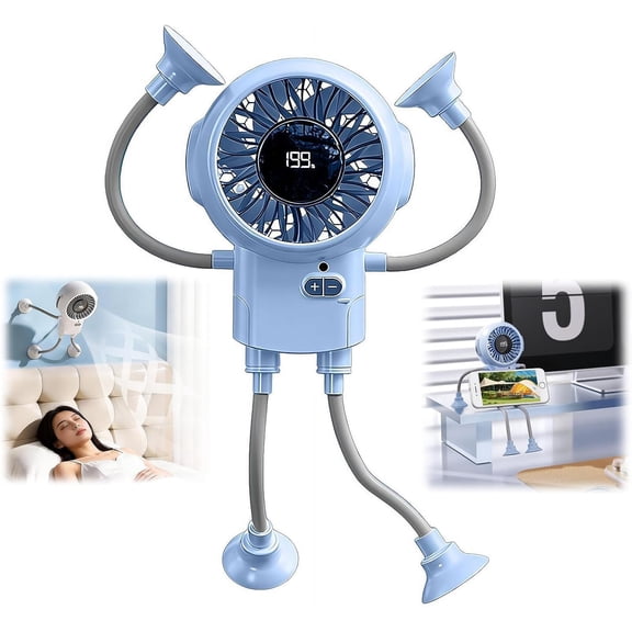 Rechargeable Desk Fan – Portable Personal Table Fan with Flexible Legs & Suction Cup, 3 Speeds Quiet Strong Airflow, Small Battery Operated Fan for Stroller, Bedroom, Office, Travel