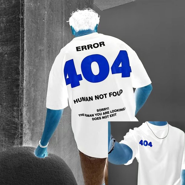 2025 404 Camiseta gráfica para hombre, camiseta de manga corta con estampado de letras para hombre, camisetas de algodón Y2K de calle Harajuku de verano, ropa informal