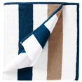 thumbnail image 1 of Laguna Beach Textile Co. Toalla de playa tipo cabaña a rayas - Felpa extragrande de algodón de 630 GSM - Azul océano y beige almendra, 1 of 5