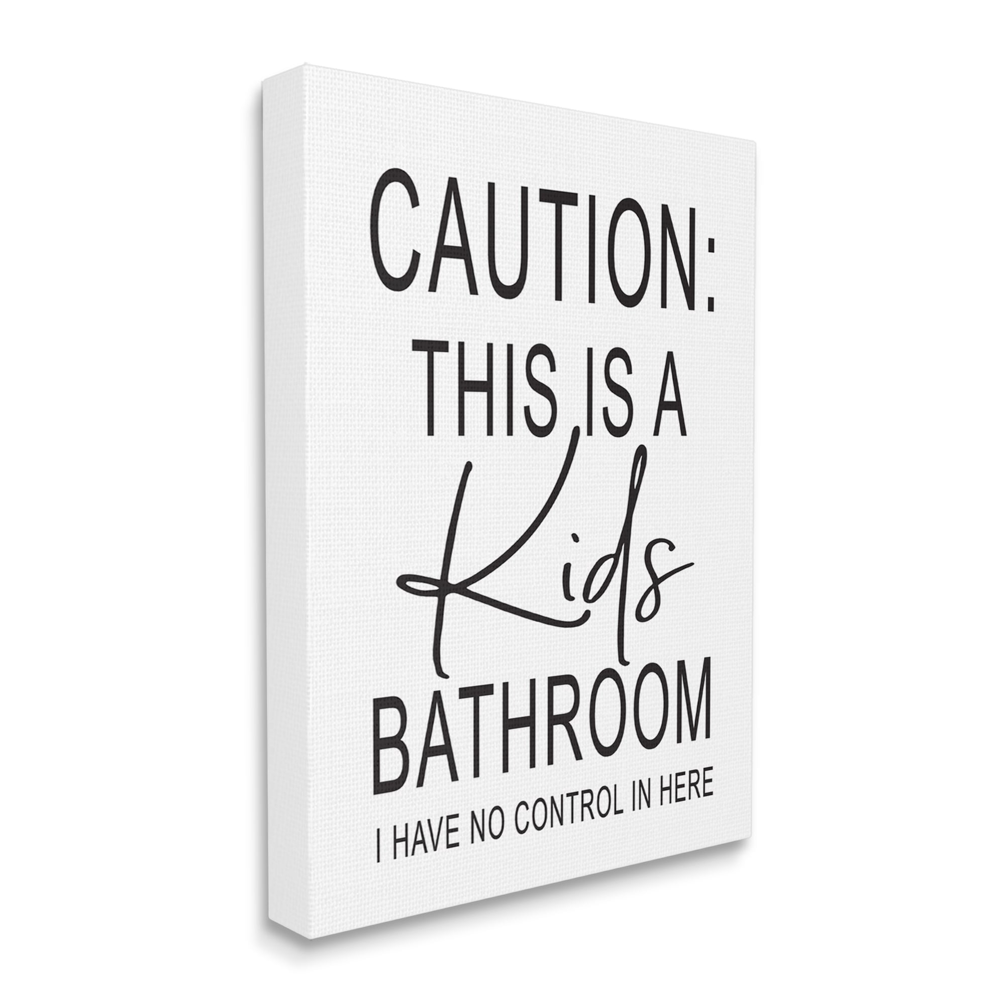 Stupell Industries Kids Bathroom No Control Casual Bathroom Sign Graphic Art Gallery Wrapped Canvas Print Wall Art, Design by Lettered and Lined