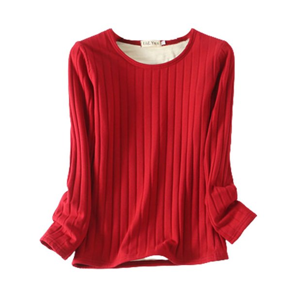 Minnieouse Ropa interior camiseta femenina cálida a prueba de viento Traceless ropa interior térmica cómoda Simple ropa otoño Casual Prendas para la parte del cuerpo Vino rojo, Vino Tinto L L Minnieouse AP013131-22