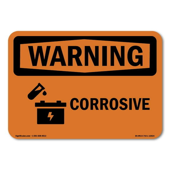 SignMission OS-WS-A-1014-L-12534 10 x 14 in. OSHA Warning Sign - Corrosive