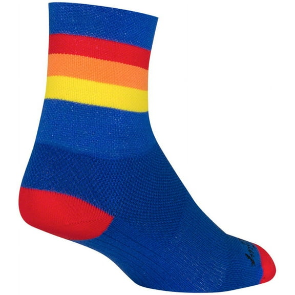 SockGuy Classic Vintage Socks - 4 inch, Blue/Red/Orange/Yellow, Small/Medium