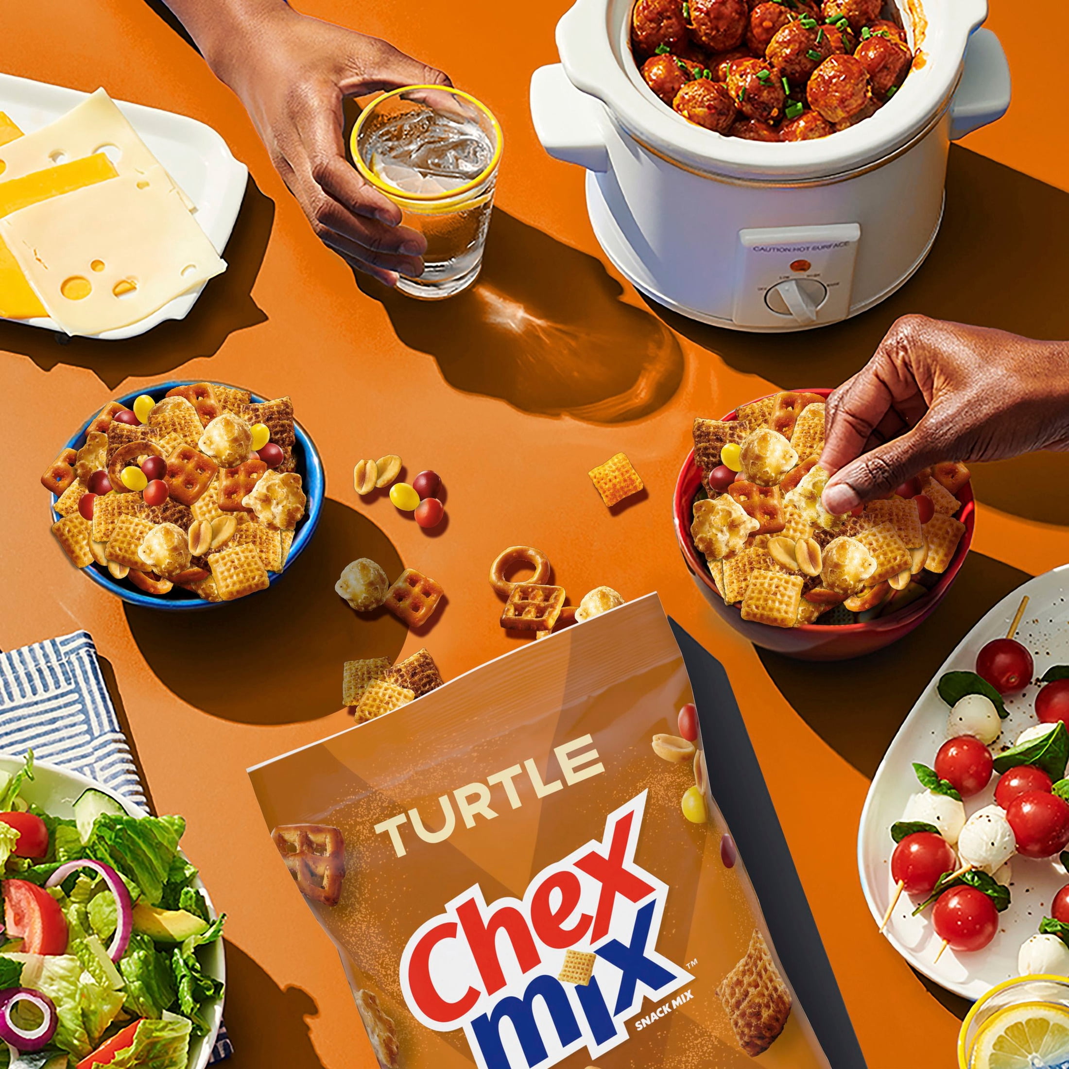(3 pack) Chex Mix Turtle Snack Mix, Indulgent Snack Bag, Family Size, 13.5 oz