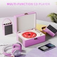 thumbnail image 3 of Reproductor de CD Yintiny de piel recargable con Bluetooth, color morado, 3 of 7