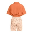 thumbnail image 5 of Women Summer Outfits V Neck Short Sleeve Crop Blouse with Print Short Skirt Set Red Matching Sets XXL, 5 of 5