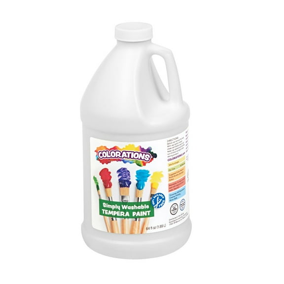 Colorations Paraben-Free Simply Washable Tempera Paint, White- 1/2 Gallon