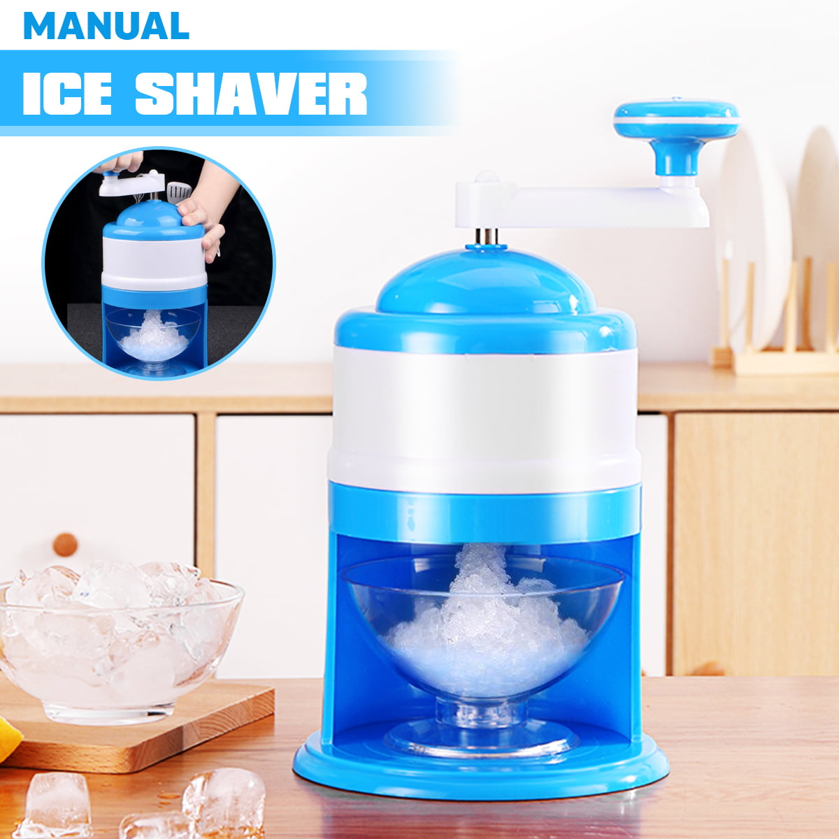 Portable Manual Ice Shaver Shredding Machine Crusher Snow Cone Maker