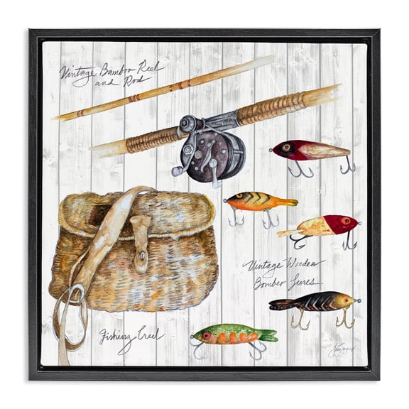 Stupell Industries Contemporary Black Floating Frame Canvas Art, 18 x 18, by Janice Gaynor