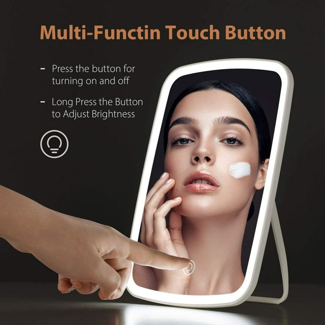 Espejo de maquillaje Pantalla táctil Espejo de vanidad con brillo LED Ajustable Portátil USB Recargable Xemadio XYWJ141