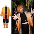 thumbnail image 3 of Anime Demon Slayer Kimetsu No Yaiba Agatsuma Zenitsu Cosplay disfraz peluca mujer Kimono uniforme Halloween Navidad Fiesta ropa, 3 of 4