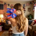 thumbnail image 5 of Independence Day Bow Scrunchie 4th of July Patriotic Hair Bow Red White Blue Star Striped American Flag Ribbon Hair Tie, Cute Patriotic Hair Ribbon Accessory for Day Holiday Gift 1Pcs, 5 of 5