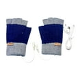 thumbnail image 1 of Guantes USB calentados de media palma de doble cara y espalda calefacción de clima frío Azul, 1 of 7