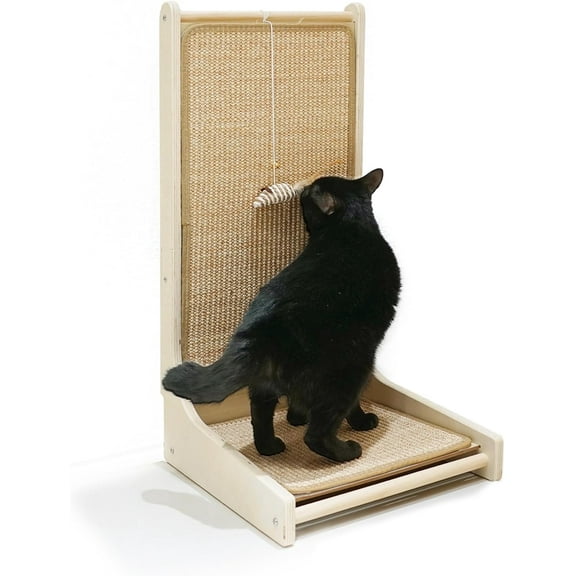 Cat Scratcher, 27.5 Inch L Shape Cat Scratch Pad, Sisal Cat Scratching Board with Mouse Toy, Vertical Cat Scratcher for Indoor Cats