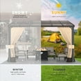 thumbnail image 5 of ALAULM 10' x 12' Gazebo，Hard Top Lean to Gazebo Wall Mount Heavy Hardtop Gazebo Outdoor Pergola with Curtains and Netting for Patio Garden Lawn Backyard Deck (Sand), 5 of 6