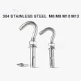 thumbnail image 2 of Expansion Bolts,Bolt Hooks,Wall Fastener Nail,Expansion Screws Hooks M6 M8 M10 M12 304 Stainless Steel Eye Bolt Open Anchor Hook For Basket Ceiling Fan Hanging(Length:4PCS,Size:M12) (Color : 4pcs, S (, 2 of 5