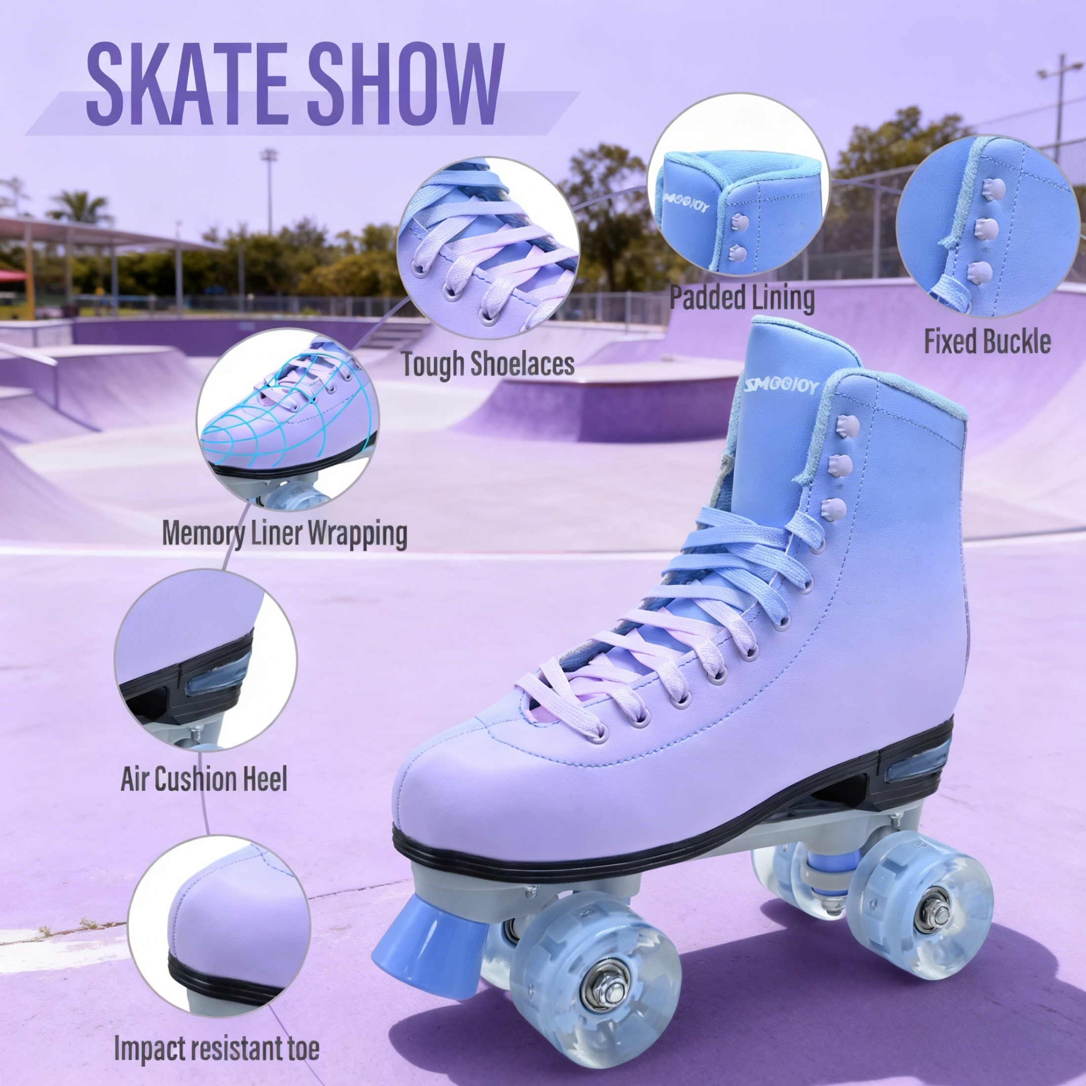 JZY Quad Roller Skates with Light-Up Wheels,High-Top Design for Women, Men & Teens