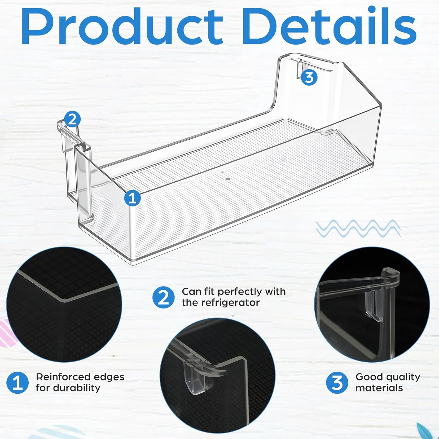 2 Pack W10900538 W11239961 Refrigerator Door Shelf Bin Replacement for Ap6333410 4591452 Ps12578777 Compatible with Wrs325sdh Wrs311sdh Fridge Door Shelves