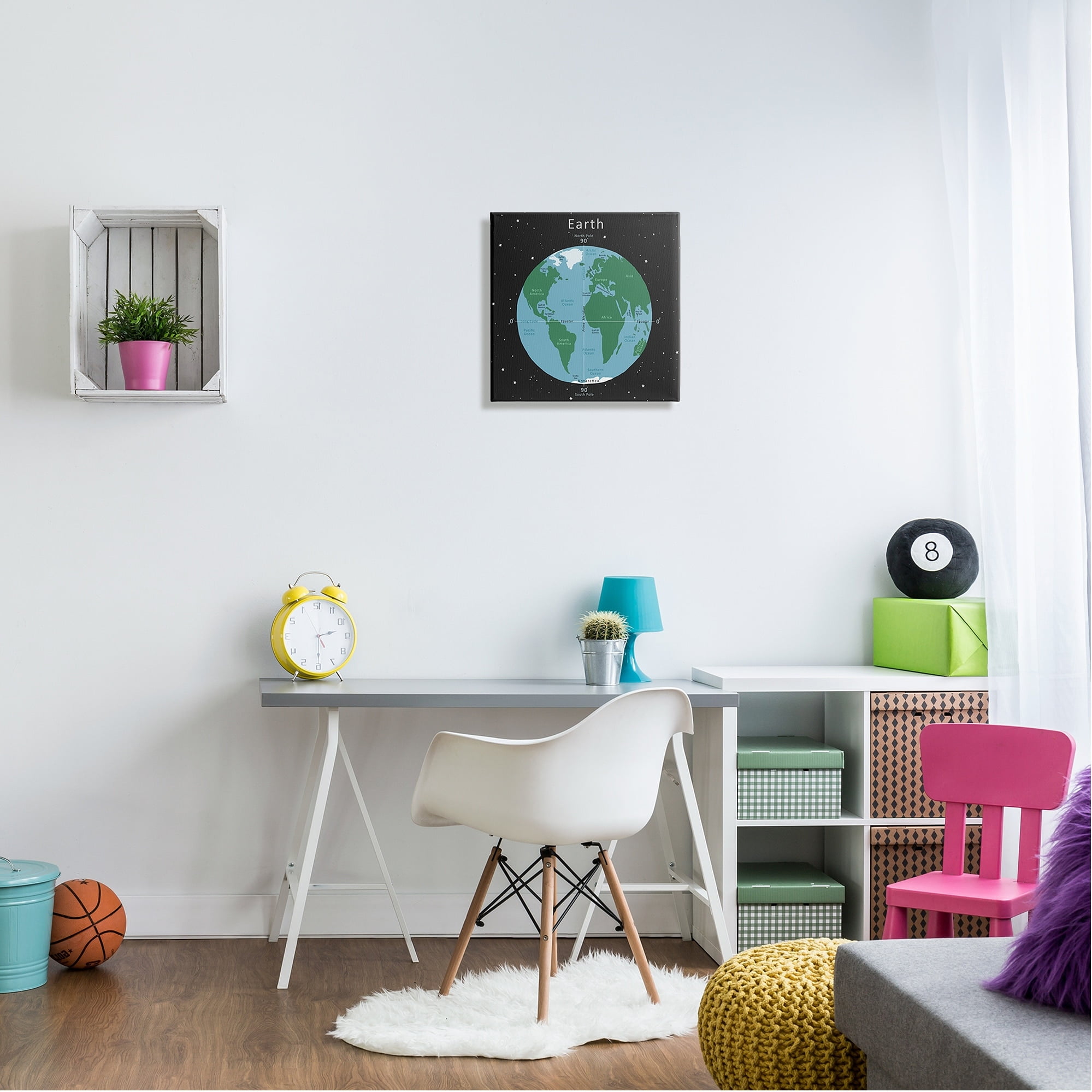 Stupell Industries Earth Equator Prime Meridian Map Diagram Globe Canvas Wall Art, 30 x 30, Design by Carla Daly