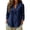 Navy# 3/4 length sleeve womens tops, variant on Oksale Cotton Linen Tops for Women Summer Casual Lapel V Neck Beach Vacation Shirts Loose Fit 3/4 Sleeve Cozy Plus Size Blouses White L