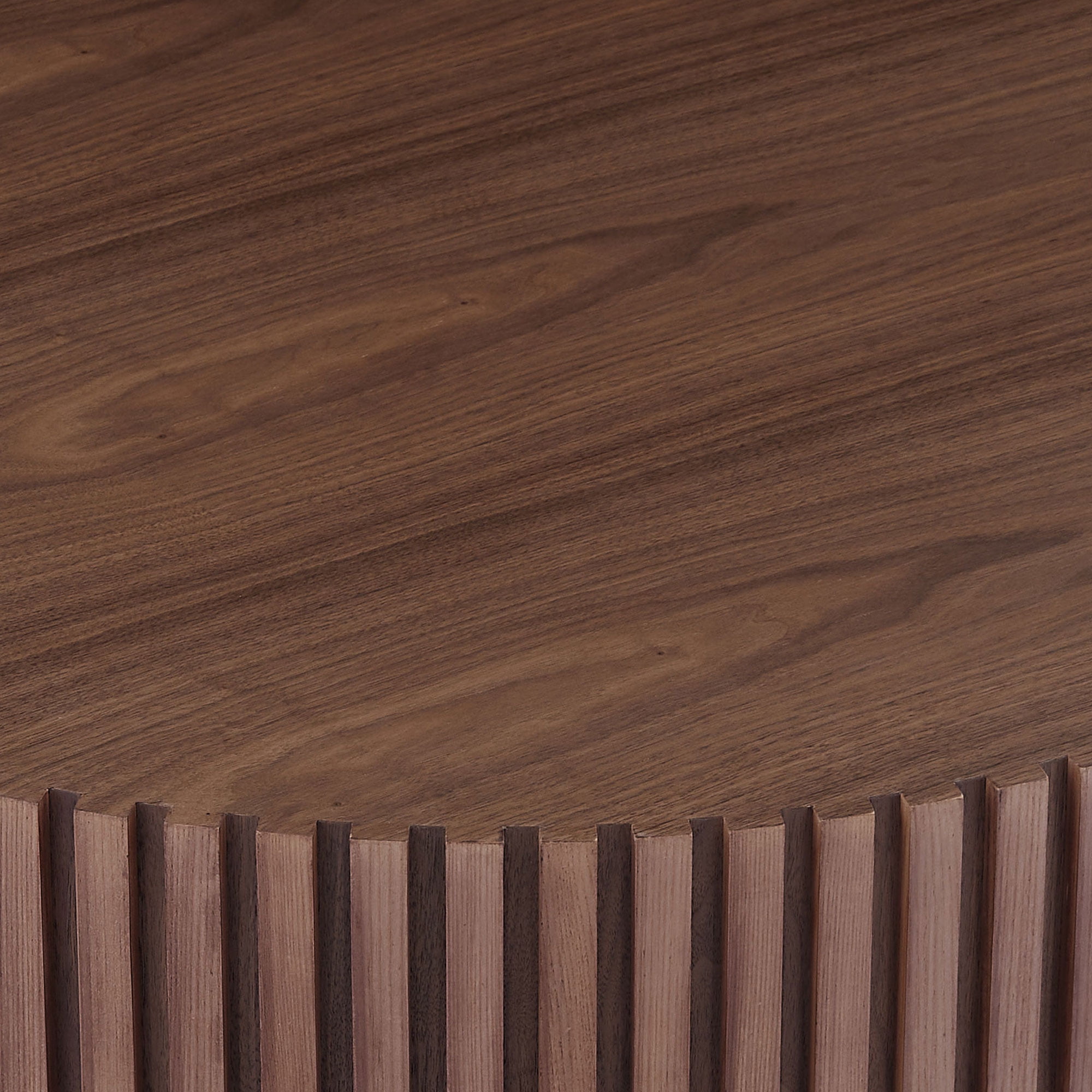 Williamspace Round Coffee Table, 31.49" Modern Handcraft Relief Wood Coffee Table Circle Drum Side Table Accent End Table Center Table for Living Room, Walnut