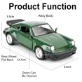 thumbnail image 4 of 1:36 Porsche 911 Turbo 1987 Audi 1980 modelo de coche clásico juguete aleación Diecast modelos de vehículos Retro tirar hacia atrás regalos en miniatura,Porsche Green, 4 of 6