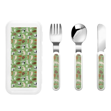 

Kdxio Cows And Calves Toddler Utensils Set - Kids Silverware Set Set Kids Utensils Set with Case for Preschooler Children