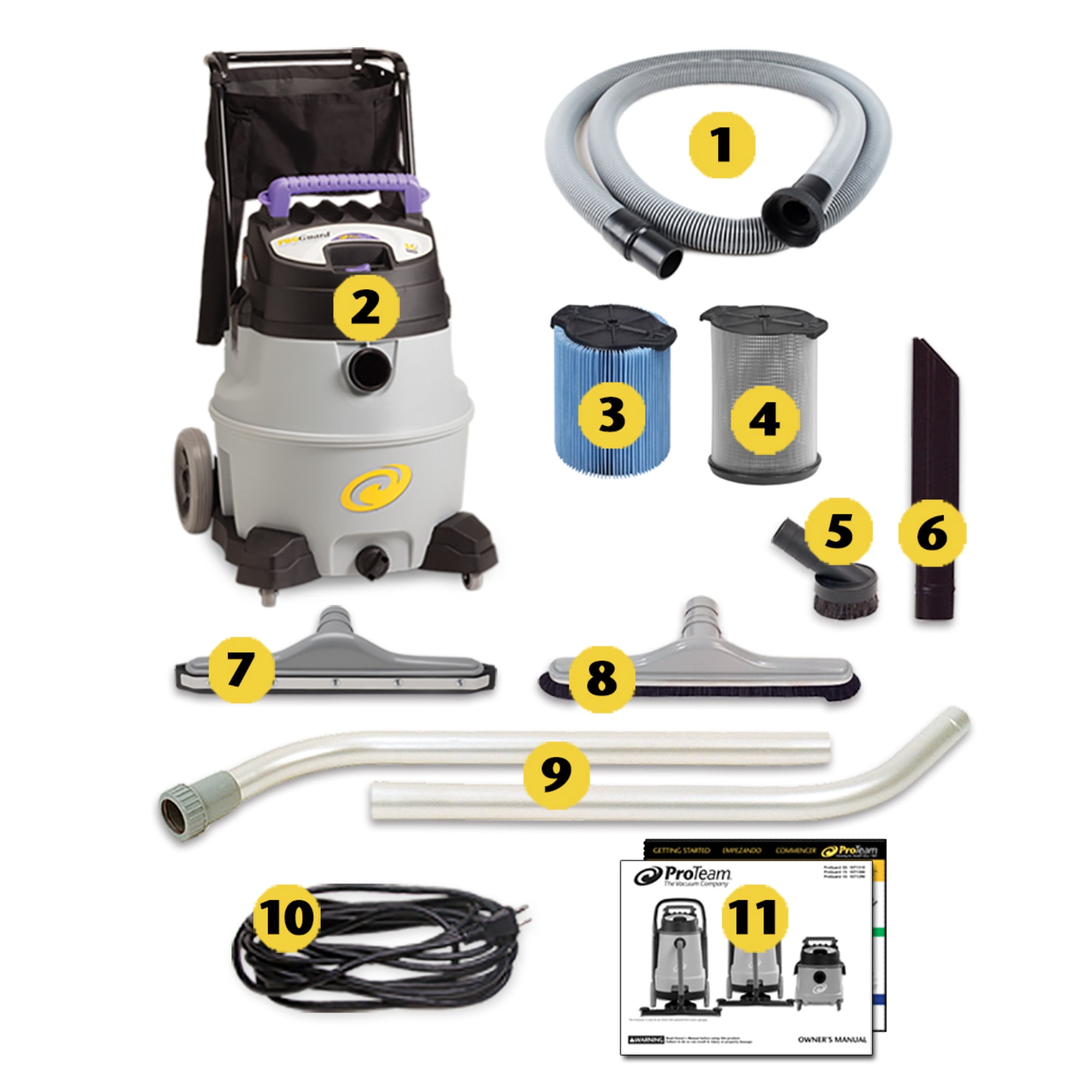 ProTeam Wet Dry Vacuums, ProGuard 16 MD, 16-Gallon Commercial Wet Dry Vacuum Cleaner with Tool Kit