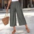 thumbnail image 5 of Women Casual High Waist Culottes Elastic Waist Summer Trousers Loose Fit Lightweight Vacation Lounge Pants with Side Pockets Gray XL, 5 of 8