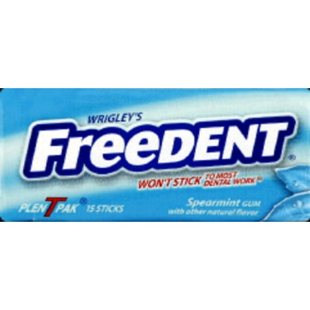 Wrigley s Freedent Gum Plen T Packs  Spearmint  15 sticks (Pack of 48)