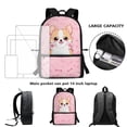 thumbnail image 6 of KUIFORTI Girls Boys Kids Schoolbag with Pencil Storage Bag Lunch Bag, Durable Stationery Combo Set 3 in 1 for Children Teens Toddlers, Cute Corgi, 6 of 7